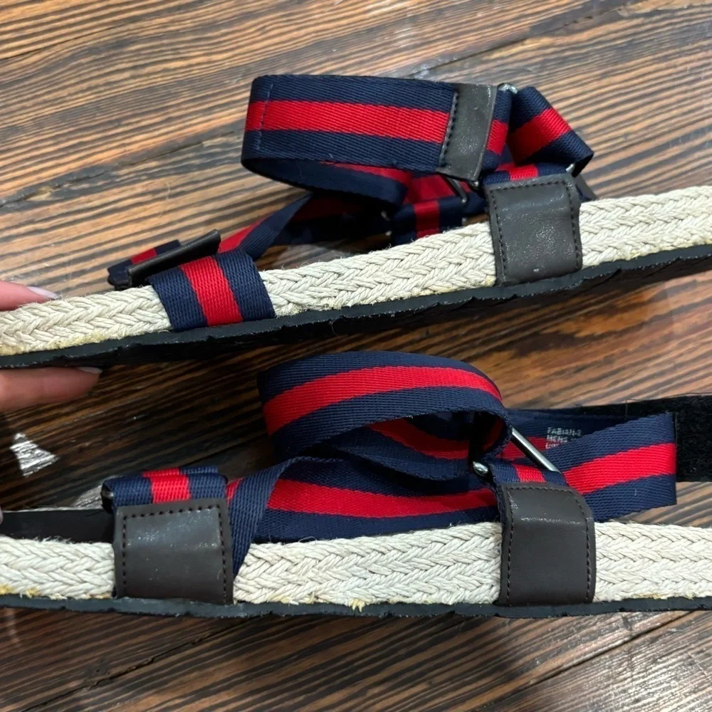 SAKS FIFTH AVENUE Fabian Webbing-Strap Raffia Sandals Men Sz 11.5